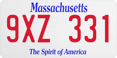MA license plate 9XZ331