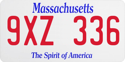MA license plate 9XZ336
