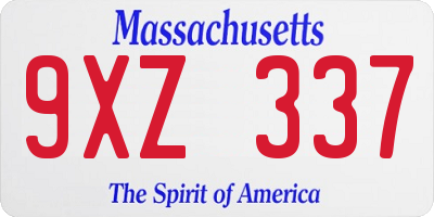 MA license plate 9XZ337