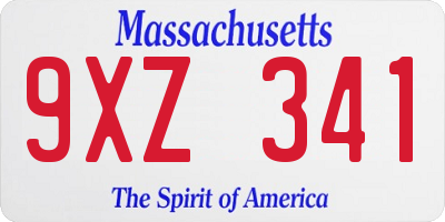 MA license plate 9XZ341