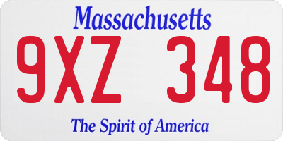 MA license plate 9XZ348