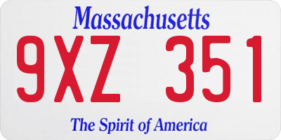 MA license plate 9XZ351