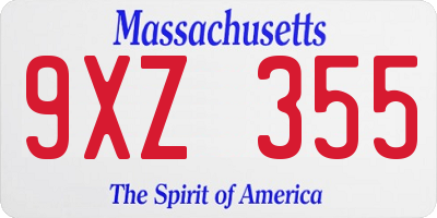 MA license plate 9XZ355