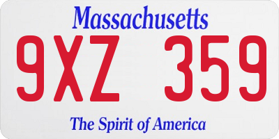MA license plate 9XZ359