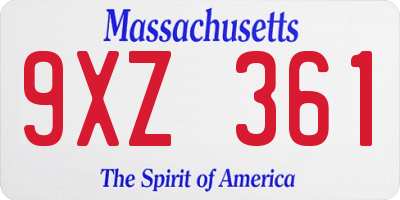MA license plate 9XZ361