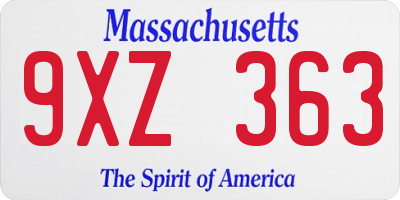 MA license plate 9XZ363