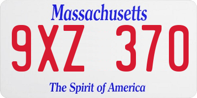MA license plate 9XZ370