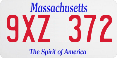 MA license plate 9XZ372