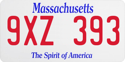 MA license plate 9XZ393