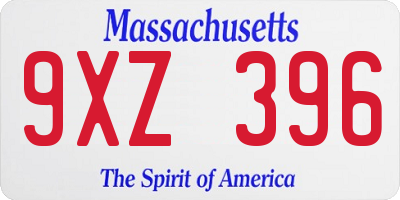 MA license plate 9XZ396