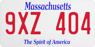 MA license plate 9XZ404