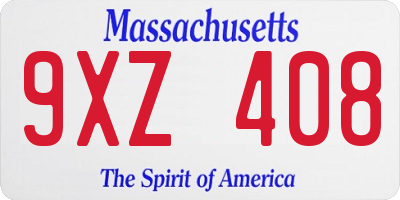 MA license plate 9XZ408