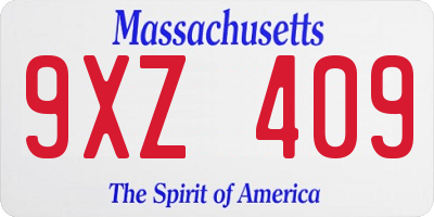 MA license plate 9XZ409