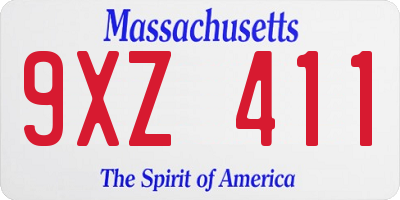MA license plate 9XZ411