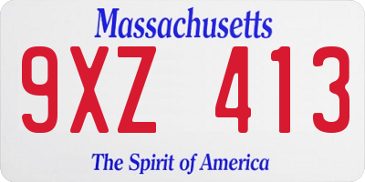 MA license plate 9XZ413