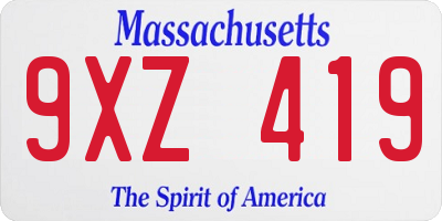 MA license plate 9XZ419