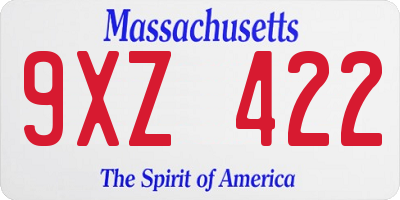MA license plate 9XZ422