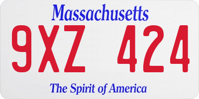 MA license plate 9XZ424