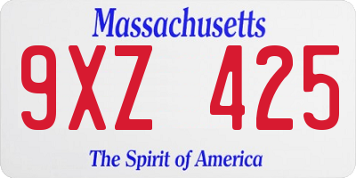MA license plate 9XZ425