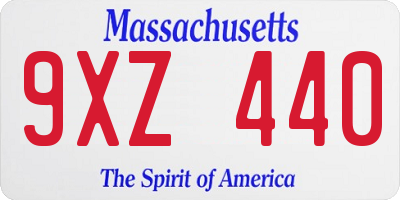 MA license plate 9XZ440
