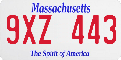 MA license plate 9XZ443