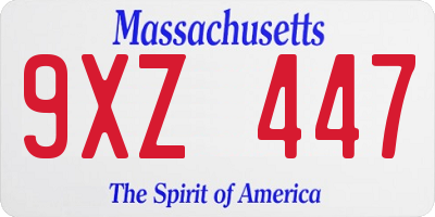 MA license plate 9XZ447