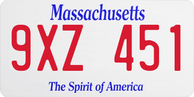 MA license plate 9XZ451