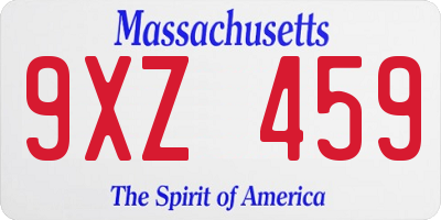 MA license plate 9XZ459
