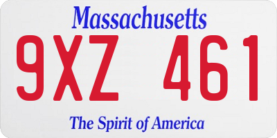 MA license plate 9XZ461
