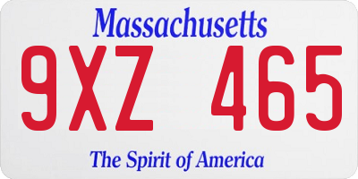 MA license plate 9XZ465