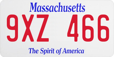 MA license plate 9XZ466