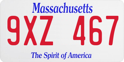 MA license plate 9XZ467