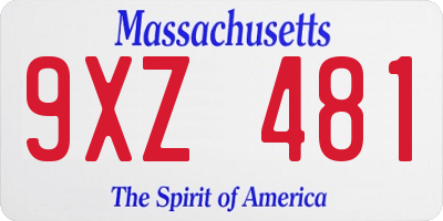 MA license plate 9XZ481