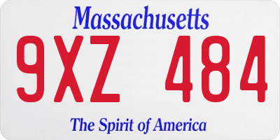 MA license plate 9XZ484