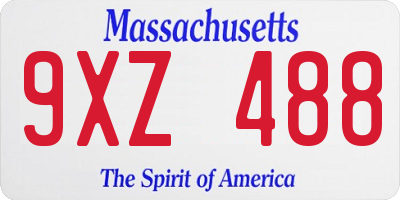 MA license plate 9XZ488