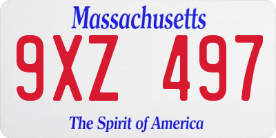 MA license plate 9XZ497