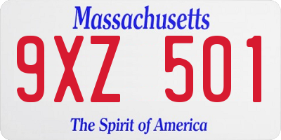 MA license plate 9XZ501