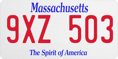 MA license plate 9XZ503