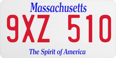 MA license plate 9XZ510