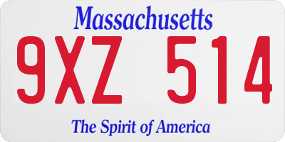 MA license plate 9XZ514