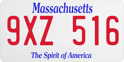 MA license plate 9XZ516