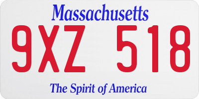 MA license plate 9XZ518