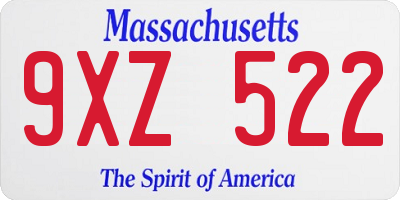 MA license plate 9XZ522