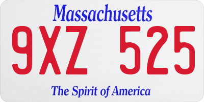 MA license plate 9XZ525