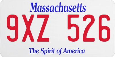 MA license plate 9XZ526