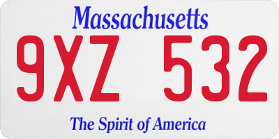 MA license plate 9XZ532