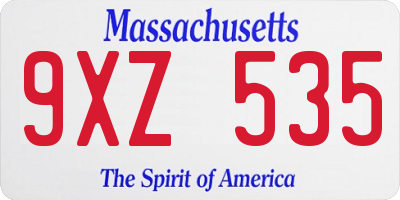 MA license plate 9XZ535