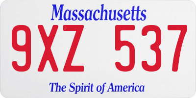 MA license plate 9XZ537