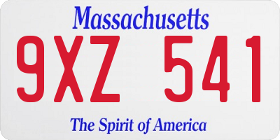 MA license plate 9XZ541