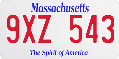 MA license plate 9XZ543
